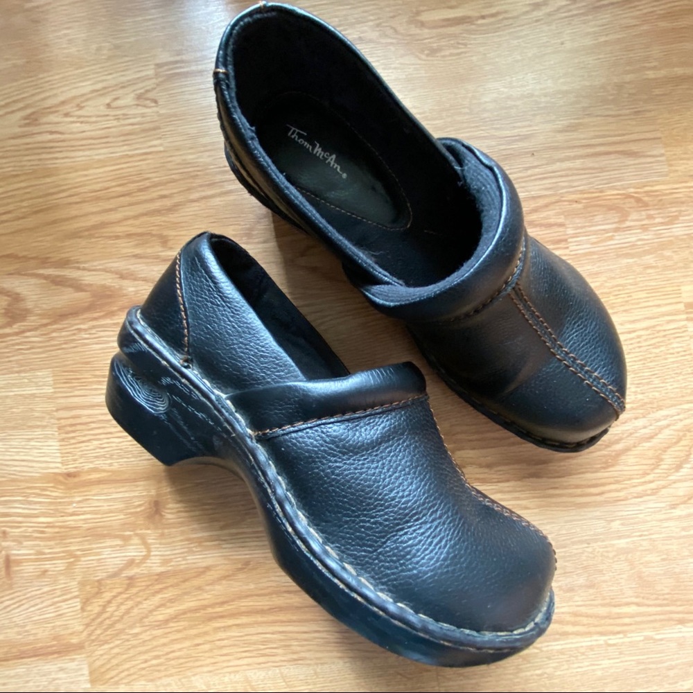 Thom Mcan Black Leather Erin Clog